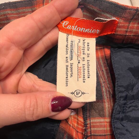 Cartonnier by Anthropologie Tartan Plaid Ankle Pants Black Motif Size 6P - Picture 3 of 8